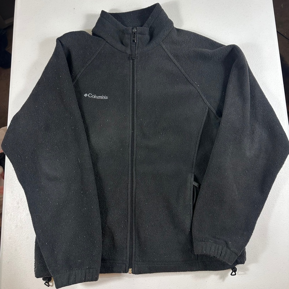 Columbia Fleece Jacket Womens Medium Black Full Zip Outdoor WL6114